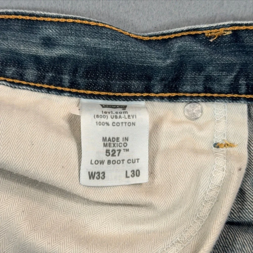 Levis 527 Low Boot Cut Jeans Mens W33 L30 Medium Wash Blue Denim 100% Cotton